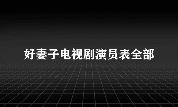 好妻子电视剧演员表全部
