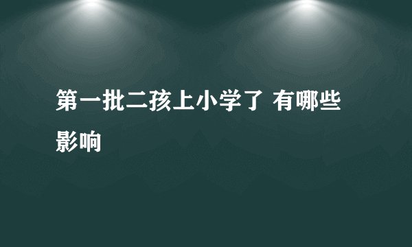 第一批二孩上小学了 有哪些影响
