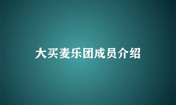 大买麦乐团成员介绍
