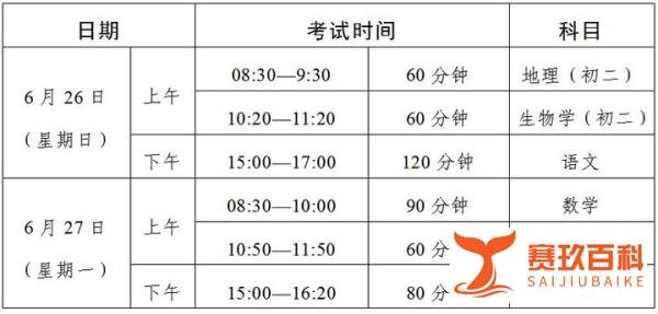 2022年广东中考考试时间（各科汇总）