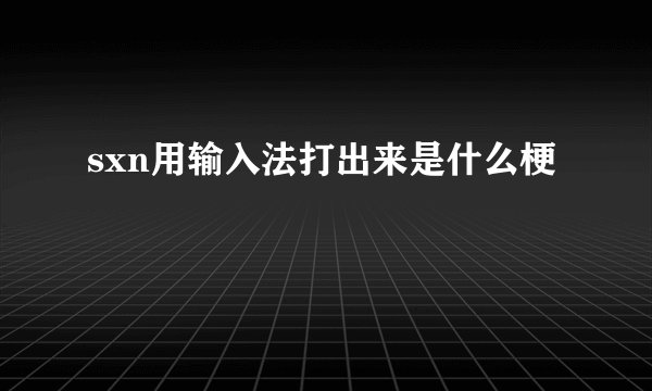 sxn用输入法打出来是什么梗