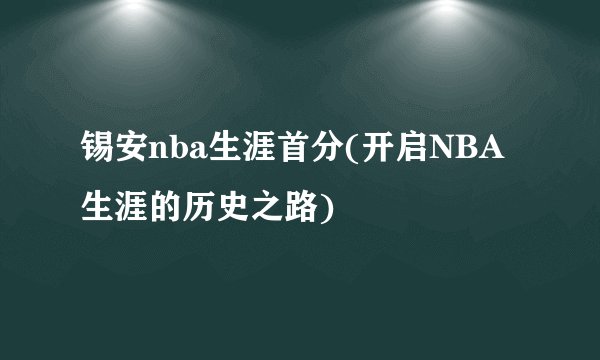 锡安nba生涯首分(开启NBA生涯的历史之路)