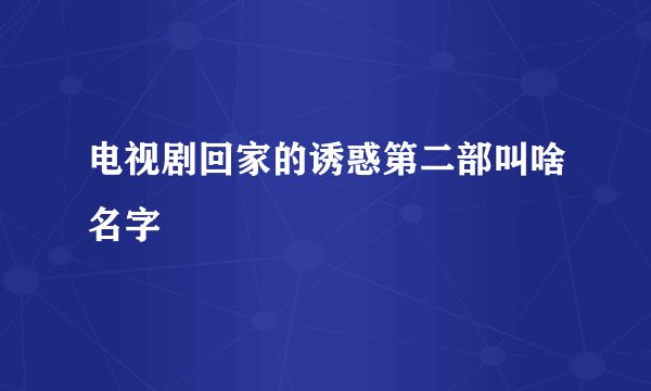 电视剧回家的诱惑第二部叫啥名字