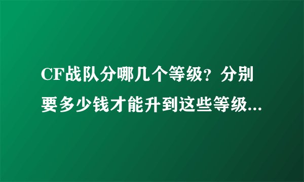 CF战队分哪几个等级？分别要多少钱才能升到这些等级？求详细…