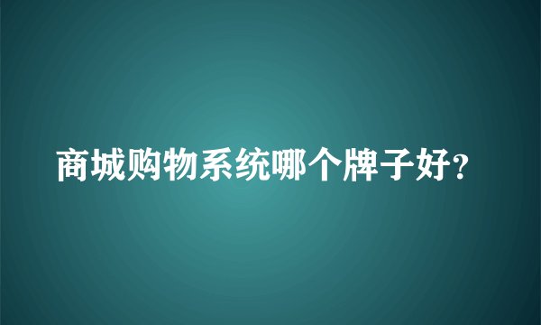 商城购物系统哪个牌子好？