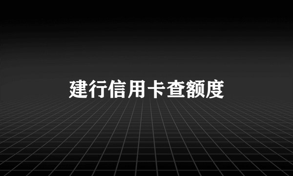 建行信用卡查额度