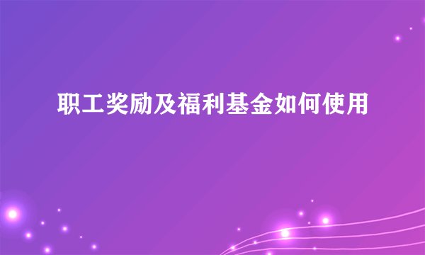 职工奖励及福利基金如何使用