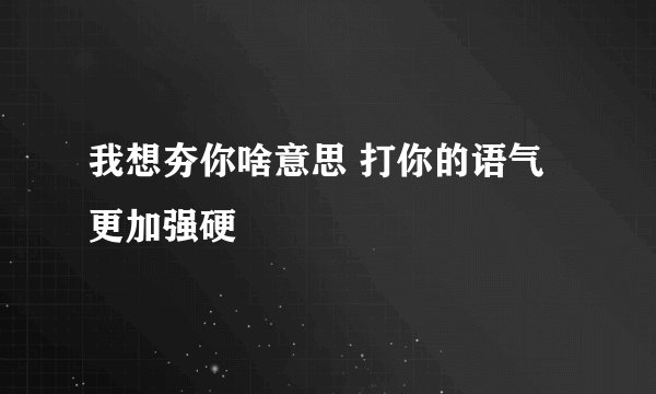 我想夯你啥意思 打你的语气更加强硬