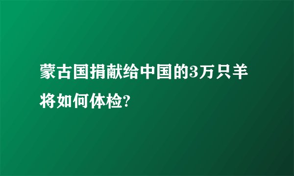 蒙古国捐献给中国的3万只羊将如何体检?