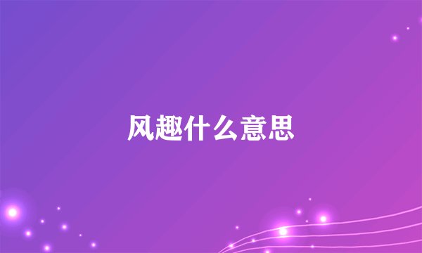 风趣什么意思