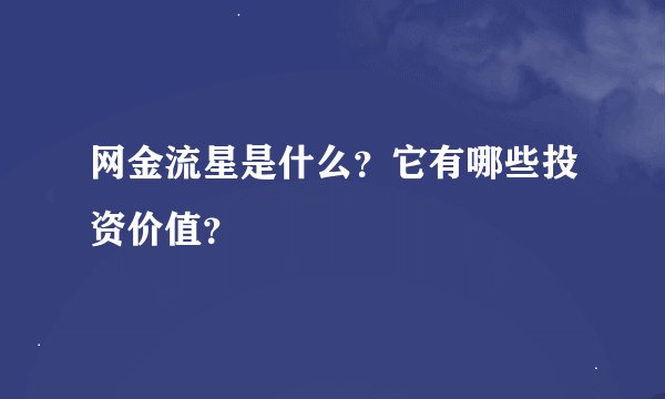 网金流星是什么？它有哪些投资价值？