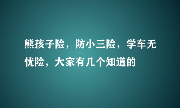 熊孩子险，防小三险，学车无忧险，大家有几个知道的
