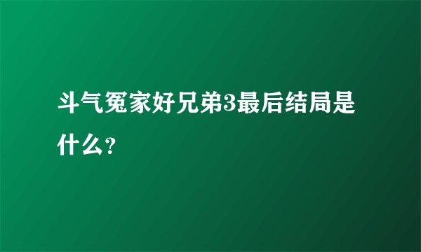 斗气冤家好兄弟3最后结局是什么？