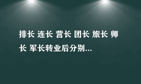 排长 连长 营长 团长 旅长 师长 军长转业后分别是什么职级