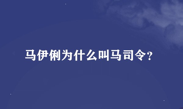 马伊俐为什么叫马司令？
