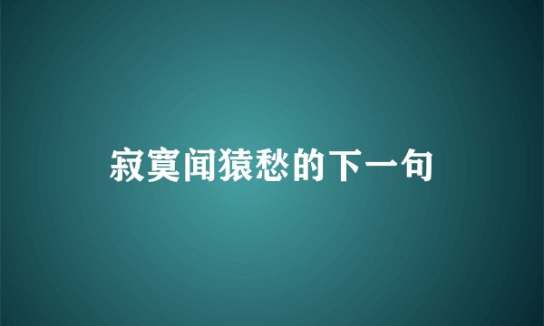 寂寞闻猿愁的下一句