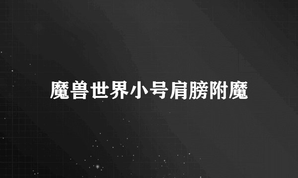 魔兽世界小号肩膀附魔