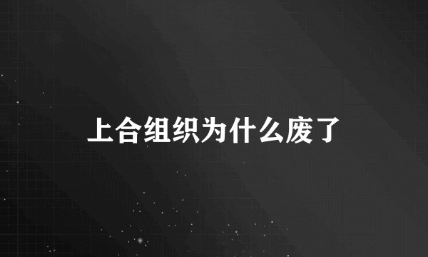 上合组织为什么废了