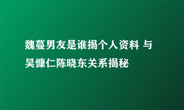 魏蔓男友是谁揭个人资料 与吴慷仁陈晓东关系揭秘