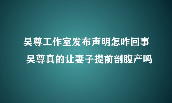 吴尊工作室发布声明怎咋回事 吴尊真的让妻子提前剖腹产吗