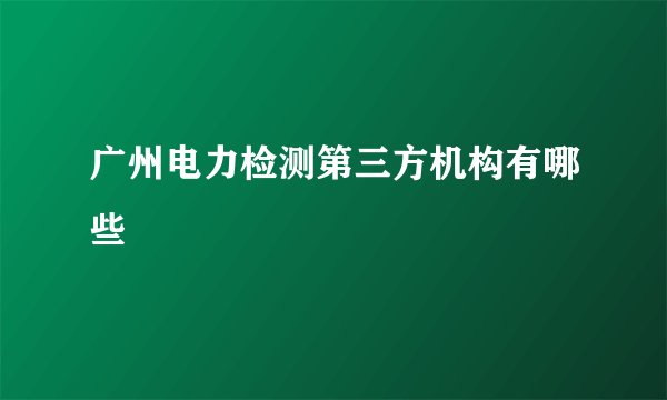 广州电力检测第三方机构有哪些