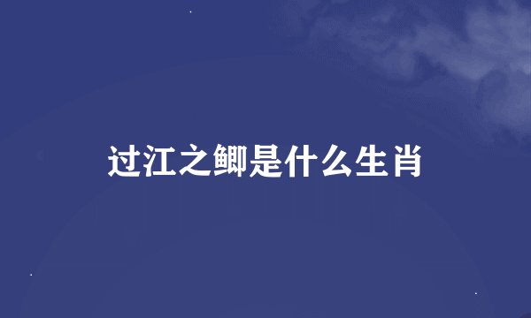 过江之鲫是什么生肖