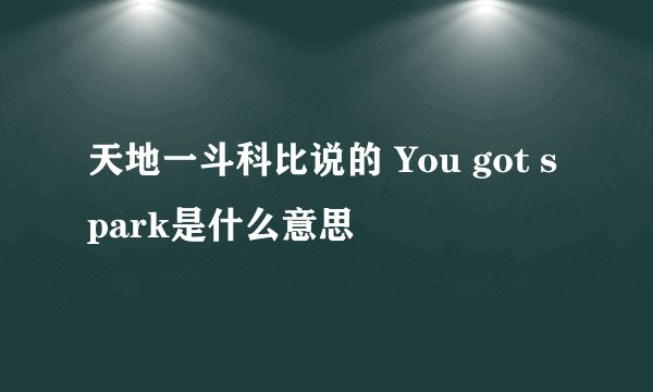 天地一斗科比说的 You got spark是什么意思