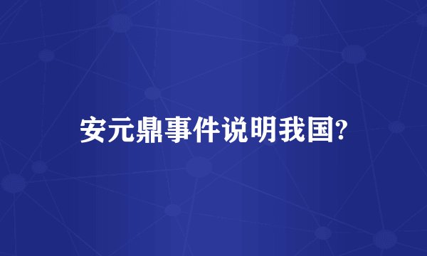 安元鼎事件说明我国?