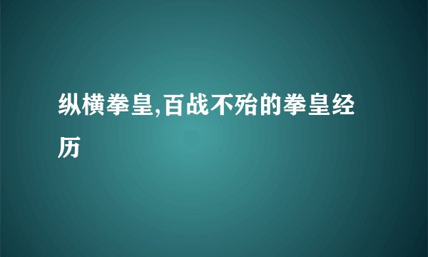 纵横拳皇,百战不殆的拳皇经历