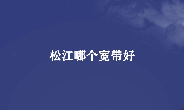 松江哪个宽带好