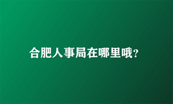合肥人事局在哪里哦？