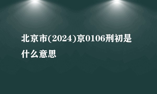 北京市(2024)京0106刑初是什么意思