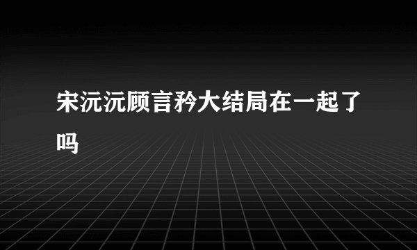 宋沅沅顾言矜大结局在一起了吗