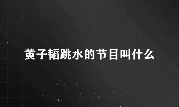 黄子韬跳水的节目叫什么