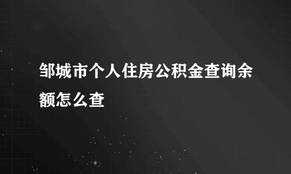 邹城市个人住房公积金查询余额怎么查