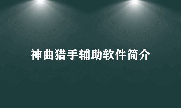 神曲猎手辅助软件简介