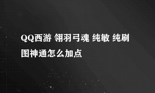 QQ西游 翎羽弓魂 纯敏 纯刷图神通怎么加点
