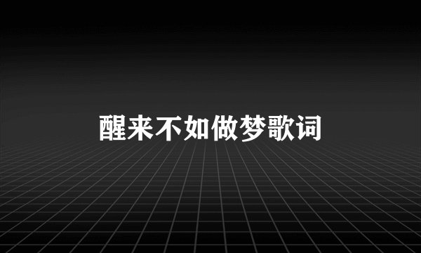 醒来不如做梦歌词