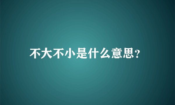 不大不小是什么意思？