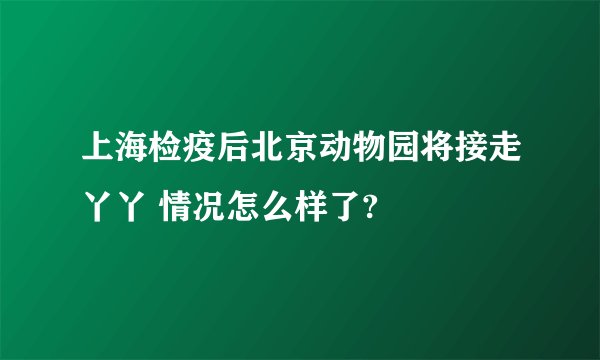 上海检疫后北京动物园将接走丫丫 情况怎么样了?
