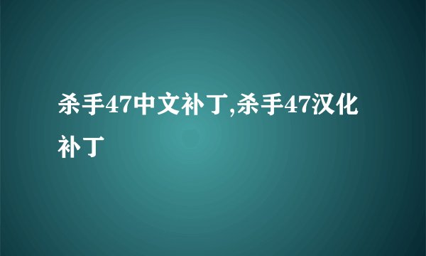 杀手47中文补丁,杀手47汉化补丁