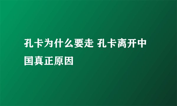 孔卡为什么要走 孔卡离开中国真正原因