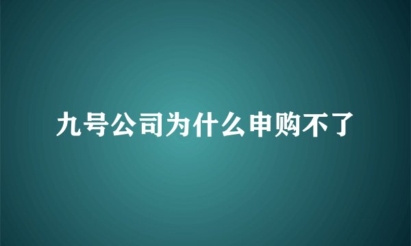 九号公司为什么申购不了