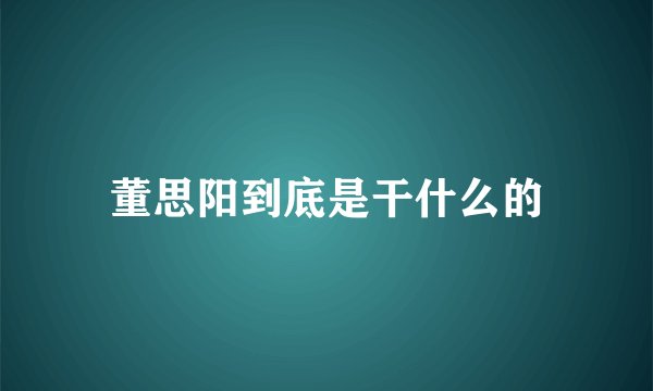 董思阳到底是干什么的
