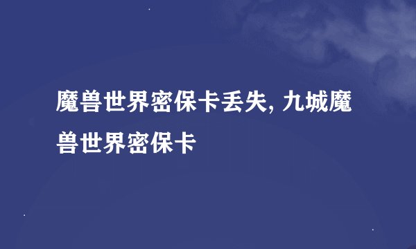 魔兽世界密保卡丢失, 九城魔兽世界密保卡