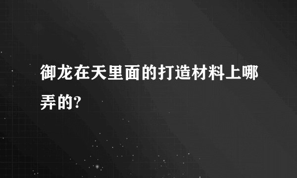 御龙在天里面的打造材料上哪弄的?