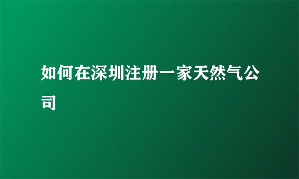如何在深圳注册一家天然气公司