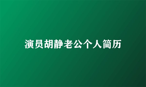 演员胡静老公个人简历