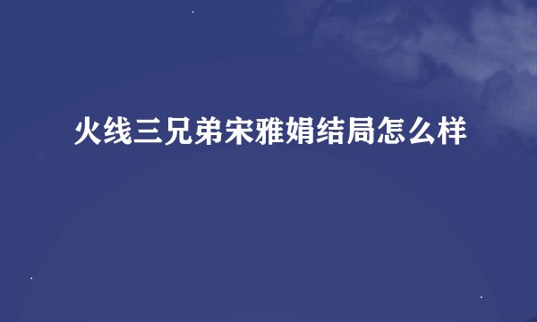 火线三兄弟宋雅娟结局怎么样