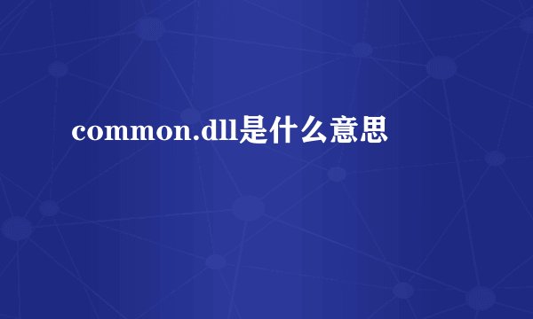 common.dll是什么意思
